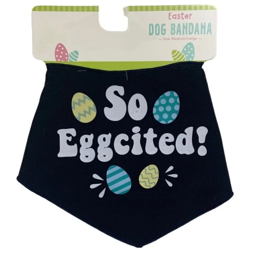 Easter Dog Bandanna Adjustable Tie On Dog Accessory Blue Multicolor Med/Large